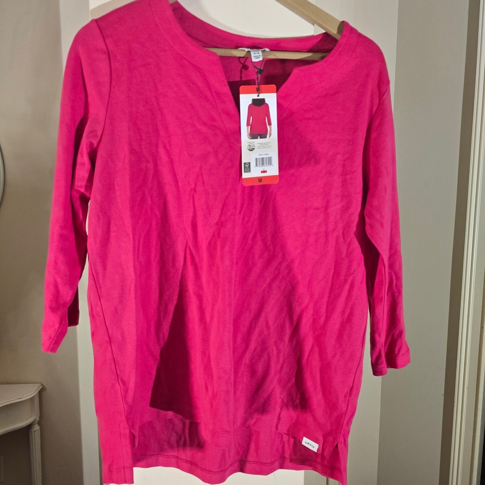 ORVIS Women's Red 3/4 Sleeve V-Neck T-Shirt Top M